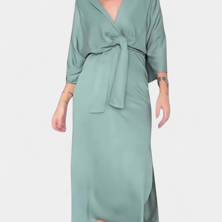 Natalija - Kleid Casual mit Frontknoten und V-Ausschnitt