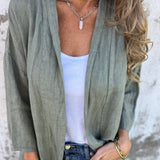 Strickjacke aus Leinen mit Rüschen