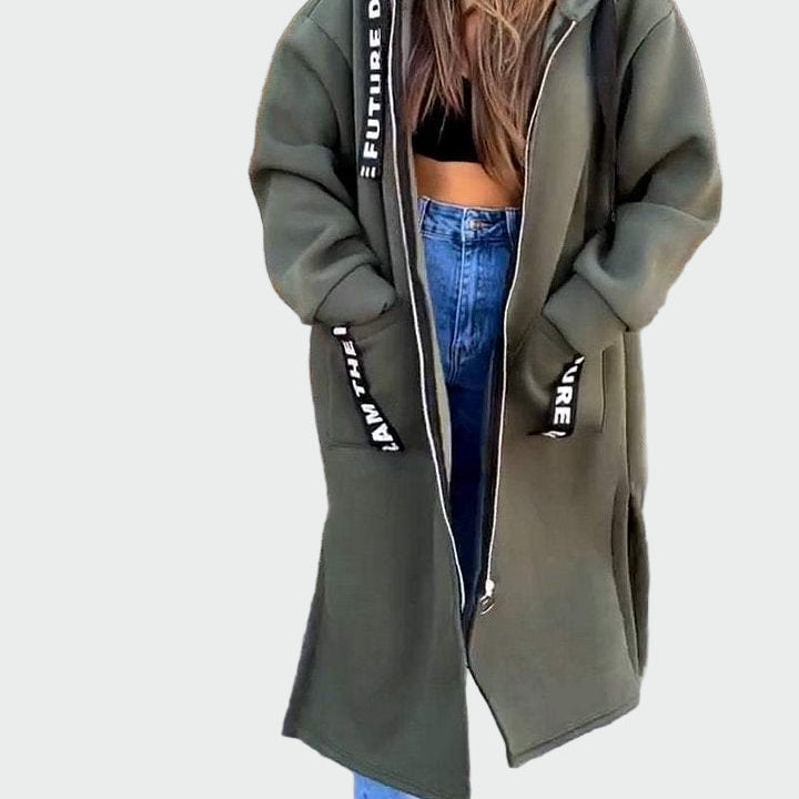 Langer Mantel mit Kapuze