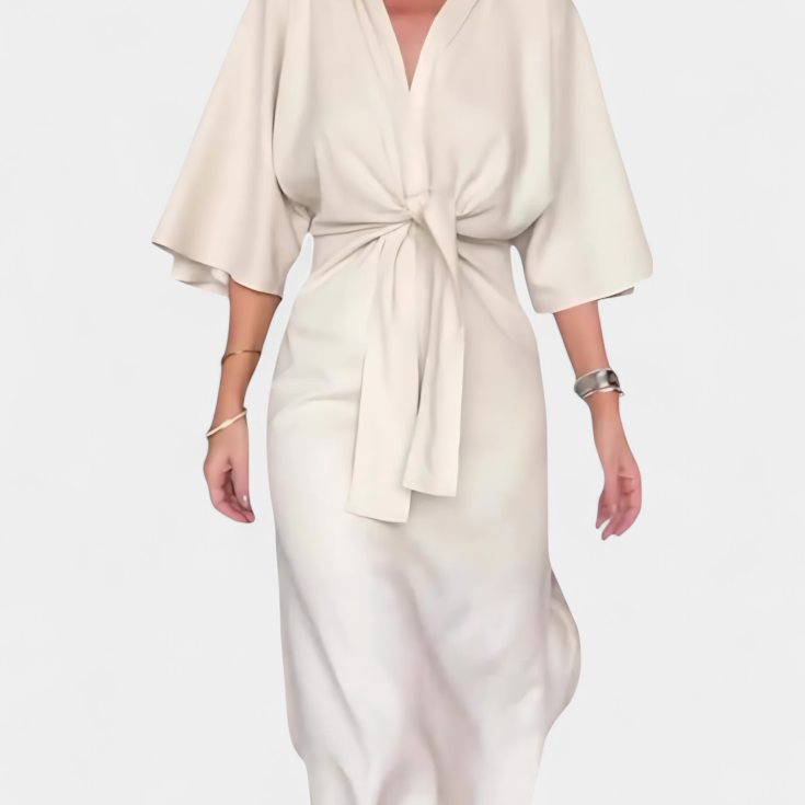 Natalija - Kleid Casual mit Frontknoten und V-Ausschnitt