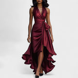 Ema - Satin-Abendkleid mit Rüschen