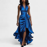 Ema - Satin-Abendkleid mit Rüschen