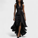 Ema - Satin-Abendkleid mit Rüschen