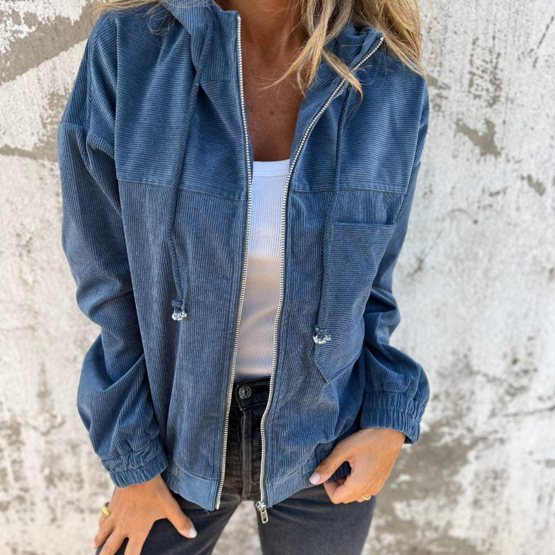 Danna | Cordjacke mit Kapuze und Reißverschluss