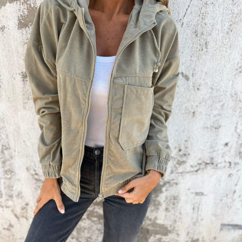Danna | Cordjacke mit Kapuze und Reißverschluss