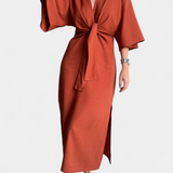 Natalija - Kleid Casual mit Frontknoten und V-Ausschnitt