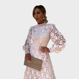 Danica - Spitzenkleid mit Puffärmeln und hohem Kragen