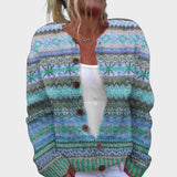 Teodora - Herbstlicher Blumenstrickcardigan