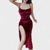 Gabriela - Samtkleid mit seitlichem Schlitz