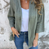 Strickjacke aus Leinen mit Rüschen