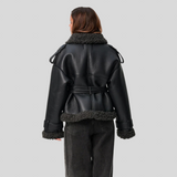 Elvira - Mantel aus Kunstfell mit Gürtel