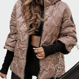 Jachetă din bumbac cu glugă și mâneci lungi cu model matlasat