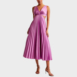 Katarina - Elegantes Kleid mit V-Ausschnitt und Plissierter Rock