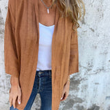 Strickjacke aus Leinen mit Rüschen