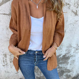 Strickjacke aus Leinen mit Rüschen