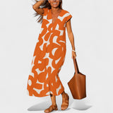 Magdalena - Lange Kleid mit Künstlerischem Muster