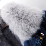 Margaux – Jeansjacke mit Kragen aus Fuchsfell