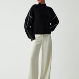 Alma | Oversize-Dolcevita-Pullover mit Piqué-Details