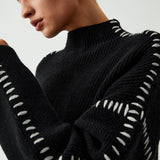 Alma | Oversize-Dolcevita-Pullover mit Piqué-Details