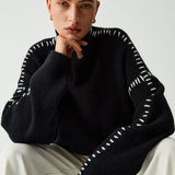 Alma | Oversize-Dolcevita-Pullover mit Piqué-Details