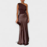 Luna - Asymmetrisches Satin-Kleid