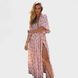 Vilma - Rosa Boho-Kleid mit Schlitz