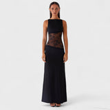 Lucinda - Lange Kleid aus schwarzer Spitze