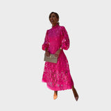 Danica - Spitzenkleid mit Puffärmeln und hohem Kragen