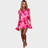 Ivana - Kurzes Blumenkleid mit Glockenärmeln