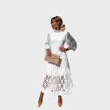 Danica - Spitzenkleid mit Puffärmeln und hohem Kragen