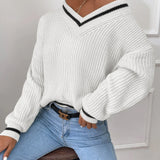 Marina | Gestreifter Waffelstrick-Pullover