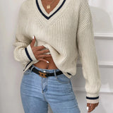 Marina | Gestreifter Waffelstrick-Pullover