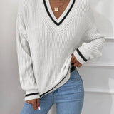 Marina | Gestreifter Waffelstrick-Pullover