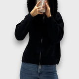 Alisanne – Jachetă din tricot cu fermoar și guler din blană artificială