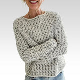 Victoria | Eleganter Grauer Pullover mit U-Boot-Ausschnitt