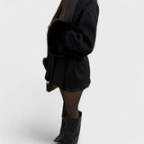 Woolcat – Palton elegant cu detalii din blană ecologică