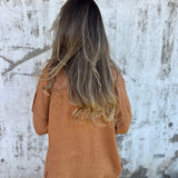 Strickjacke aus Leinen mit Rüschen