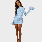 Ivana - Kurzes Blumenkleid mit Glockenärmeln