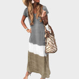 Vanja - Mehrfarbiges lässiges Boho-maxikleid