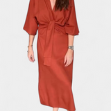 Natalija - Kleid Casual mit Frontknoten und V-Ausschnitt