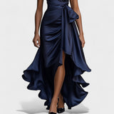 Ema - Satin-Abendkleid mit Rüschen