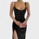 Gabriela - Samtkleid mit seitlichem Schlitz