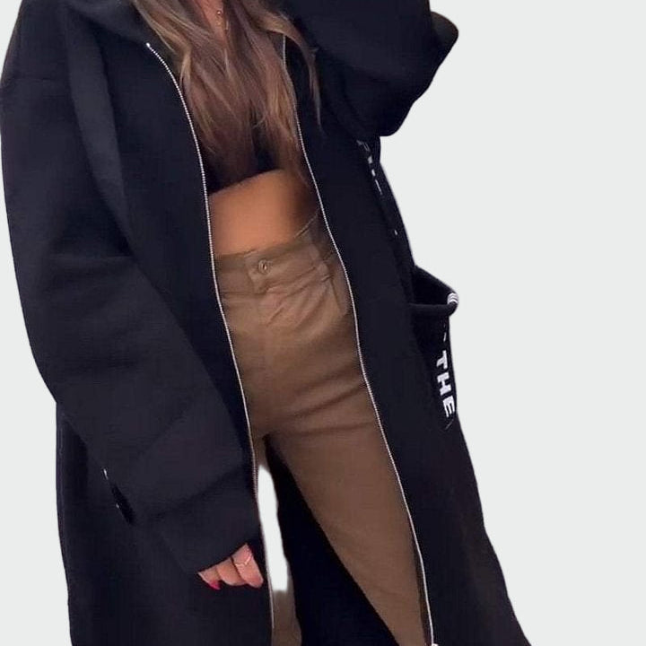 Langer Mantel mit Kapuze