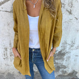 Strickjacke aus Leinen mit Rüschen