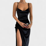 Gabriela - Samtkleid mit seitlichem Schlitz