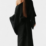 Filipa - Kimono-Kleid aus Leinen und Baumwolle mit Gürtel