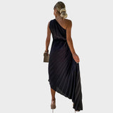 Nika - Elegantes Kleid mit Falten an der Schulter