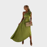 Nika - Elegantes Kleid mit Falten an der Schulter