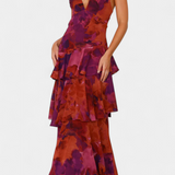 Valentina - Chiffonkleid mit V-Ausschnitt und Flatterärmeln