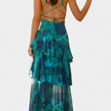 Valentina - Chiffonkleid mit V-Ausschnitt und Flatterärmeln